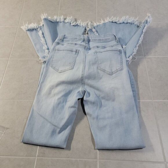 JC & JQ Womens Blue Light Wash High Rise Stretch Denim Flared Jeans Size Small - Picture 5 of 8